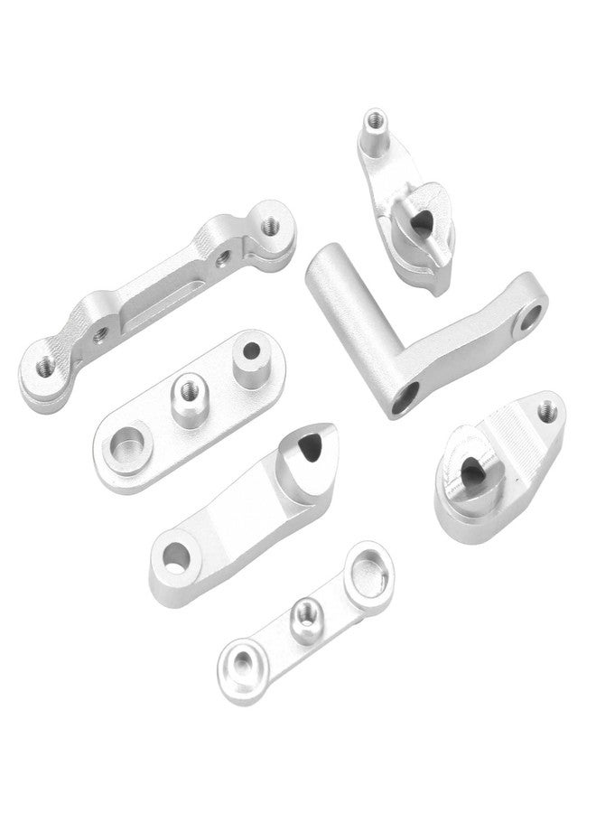 Jauarta RC Steering Assembly Aluminum Alloy Upgrade Part RC Steering Bellcrank Set for LOSI Baja Rey Rock Rey 1/10 RC Cars (Silver) - Image 3